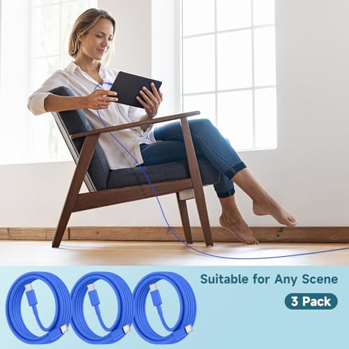 Revolutionary 60 W USB-C Charging Cable Trio – Fast Charge Your i Phone 15, Mac Book Pro, i Pad Pro & Air Pods 4 with Reliable 3 ft Durability – Ultimate Compatibility for Enhanced Performance and Convenience – Ideal for Home, Office, and On-the-Go Use – Sleek White Design for Effortless Style and Organization