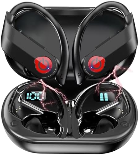 EUQQ 120-Hour Ultra-Durable Waterproof Bluetooth Earbuds – Ergonomic Over-Ear Sports Headphones with Advanced Bluetooth 5.3 for Seamless Connectivity, LED Battery Indicator, and Superior Noise Isolation for Active Lifestyles