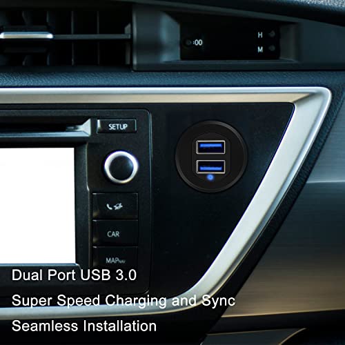 Revolutionize Your Vehicle’s Connectivity with the Type C 3.1 & USB 3.0 Flush Mount Extension Cable – 1-Foot Waterproof Dashboard Solution for Cars, Boats, and Motorcycles with Built-in LED Indicator for Enhanced Visibility and Fast Data Transfer