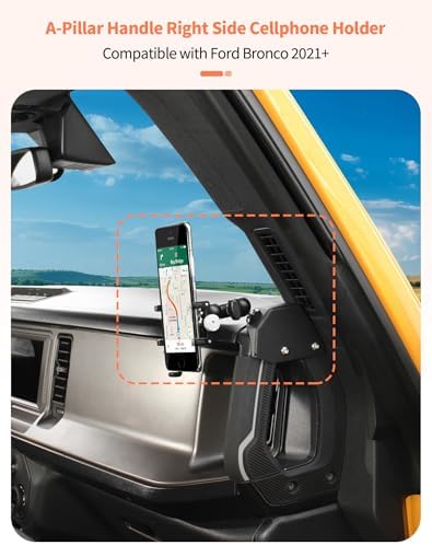 for Bronco A-Pillar Handle Right Side Cellphone Holder Fit for 2021-2025 Ford Bronco Interior Accessories – Enhanced Compatibility and Speed