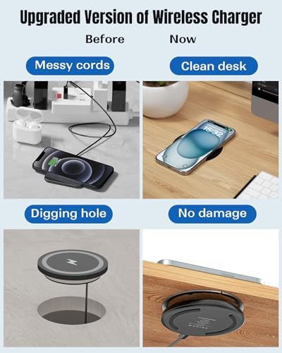Sleek Invisible Wireless Charger for Under-Desk or Nightstand Use – Fast Dual-Function Charging Pad Compatible with i Phone 16 Series, Samsung & Android Devices – Minimalist Design for Clutter-Free Spaces and Enhanced Power Efficiency