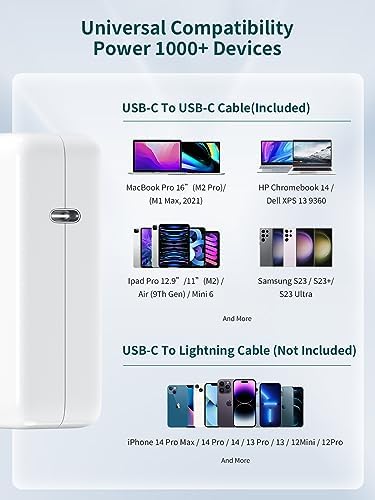 High-Performance 118 W USB-C Power Adapter for Mac Book Pro & Air – Rapid Charging for M1/M2 Models, Compatible with All USB-C Devices, 6.6 ft Durable Cable, Enhanced Speed & Efficiency for 13-16 Inch Laptops, i Pad Pro, and More