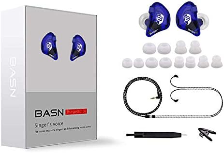 BASN Bsinger BC100 Professional In-Ear Monitor Headphones – Noise-Isolating IEM Earbuds for Musicians and Audiophiles with Universal Fit, Enhanced Compatibility, and Superior Sound Clarity in Sleek Blue Design