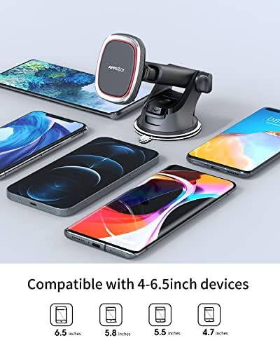 Ultimate APPS2 Magnetic Car Phone Mount – Versatile Dashboard & Windshield Suction Cup Holder with 6 Robust Magnets, Adjustable Telescopic Arm, Perfect for i Phone/Android & All Smartphones – Elevate Safety and Convenience While Driving