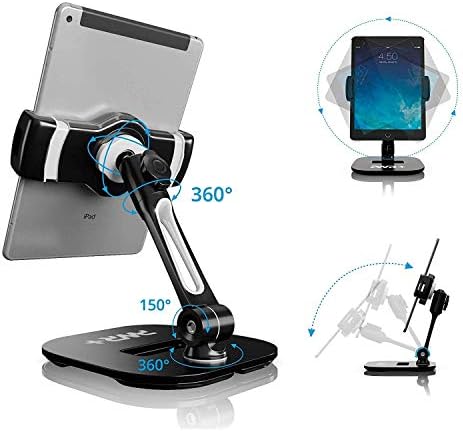 Premium 360-Degree Swivel Tablet and Phone Stand – Adjustable Holder for 4 to 11-Inch Devices Like i Pads and Samsung Galaxy – Ideal for Kitchen, Office, and Bedroom Use – Boost Productivity with Hands-Free Operation and Optimal Viewing Angles – Lightweight, Sturdy Design with Non-Slip Pads for Enhanced Stability and Scratch Resistance – Transform Your Device Experience and Maximize Multitasking Efficiency