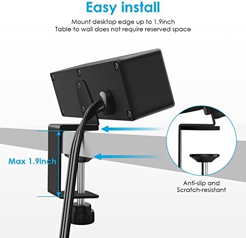 CCCEI Universal Desk Clamp Power Strip with Dual USB Ports – Advanced 1200 J Surge Protector for Desktop Mounting, Fast Charging Convenience, 6 FT Flat Plug, Ideal for Bulky Adapters, Fits 1.9 Inch Tabletops – Optimize Your Workspace Efficiency and Safety