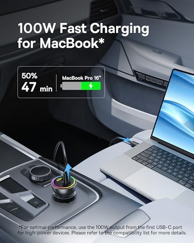 160 W Baseus USB-C Car Charger – Triple-Port Fast Charging Adapter with QC5.0, PD3.0 & PPS for i Phone 15/14/13 Pro, Samsung S22, i Pad & Mac Book Pro – Ultimate Compatibility & Efficiency for Road Trips and Daily Commutes