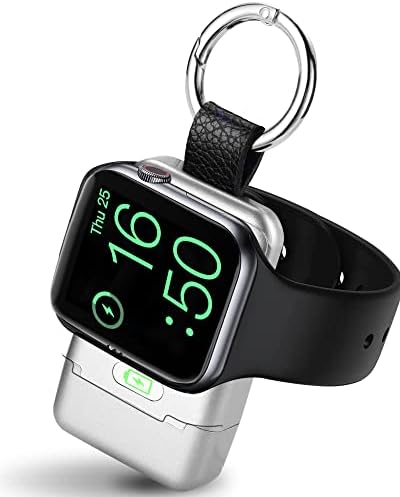 Compact Magnetic Wireless Power Bank for Apple Watch – HUOTO 1400 m Ah Travel Charger with Keychain Attachment for Series 9/8/7/6/SE/5/4/3/2/1/UItra/UItra 2 – Fast, Reliable Charging On-the-Go
