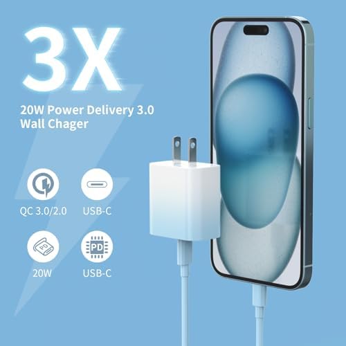 i GENJUN 4 Pack USB C Fast Charger Block – 20 W Power Delivery 3.0 Wall Adapter for i Phone 16/15/14, Galaxy & Pixel – Portable Type C Power Adapter for Air Pods Pro – Compact Travel Essential with Superior Speed and Compatibility