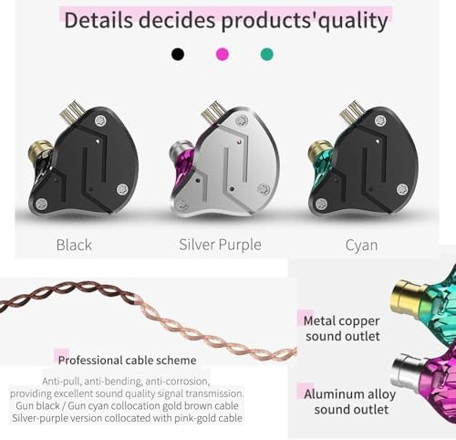 KZ ZSN PRO X Dual Driver Earbuds – Hi-Fi Stereo Headphones with Balanced Armature & Dynamic Driver, Ergonomic Comfort for Optimal Listening, Detachable Cable & Built-In Microphone, Perfect for Audiophiles & Everyday Use – Golden Finish