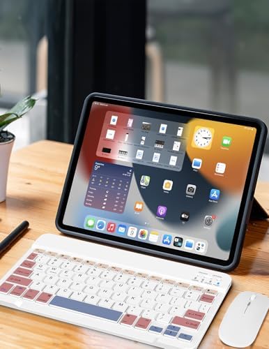 Sleek Wireless Keyboard and Mouse Combo – Rechargeable Bluetooth & 2.4 GHz USB for i Pad, Smartphone, PC & Laptop – Ergonomic Design for Ultimate Comfort in White – Elevate Your Workspace Efficiency!