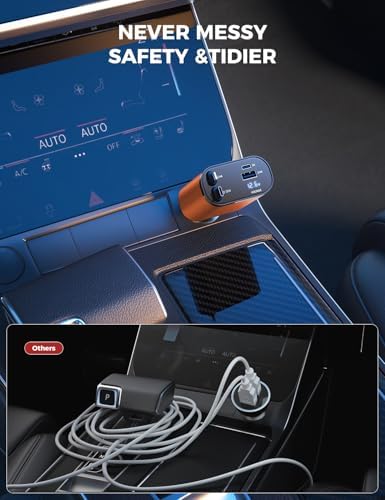 Introducing the SUPERONE 4-in-1 Retractable Fast Car Charger: Ultimate On-the-Go Charging Solution for i Phone, Galaxy & Pixel Devices – Featuring 2.6 ft Tangle-Free Cord, Enhanced USB C & Apple Compatibility, and Sleek Design for Effortless Portability. Experience lightning-fast charging to keep your devices powered during road trips or daily commutes, ensuring you’re always connected. This innovative retractable charger is engineered for maximum efficiency, accommodating a wide range of smartphones including i Phone 16, 15/15 Pro Max, 14, 13, 12, 11 and popular Galaxy and Pixel models. With its compact construction and high-quality materials, this charger not only enhances your charging experience but also withstands everyday wear and tear. Elevate your mobile charging with the SUPERONE car charger – where convenience meets cutting-edge technology for busy professionals and families on the move.