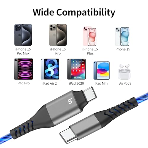 Elevate Your Charging Experience with the 6 ft USB C to USB C Fast Charging Cable – Featuring LED Status Indicator, 3 A Power Delivery for i Phone 15/15 Pro, Mac Book, and Samsung Galaxy S23 – Durable, Tangle-Free Design for Effortless Connectivity at Home or Office