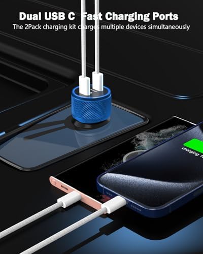 Fast Charge Dual USB-C Car Charger for i Phone 16/16 Pro Max/15 with Braided Nylon Cable – High-Speed PD3.0 Adapter for Convenient On-the-Go Charging – Durable, Compact Design for i Pad Compatibility – Tangle-Free Solution for Everyday Use – Essential Road Trip Companion