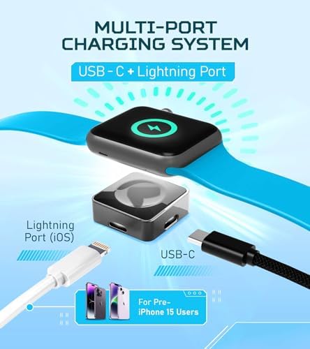 Futurizta Tech® Universal 5 W Fast Charging Watch Adapter – Dual Input for Apple & Samsung Smartwatches, Compact & Durable Power Solution for Effortless Charging on the Go, Ideal for Active Lifestyles and Everyday Convenience