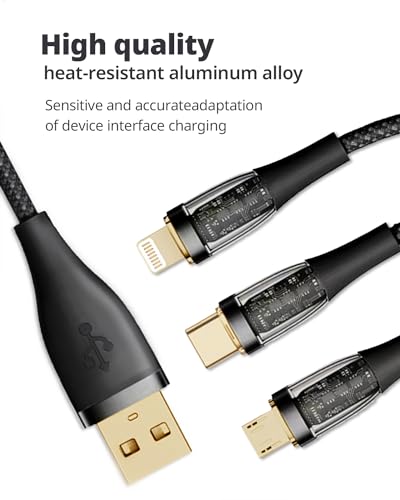 Effortless Charging Solutions: SUPERV 3-in-1 Multi Charging Cable – 4 ft USB C, Lightning & Micro USB Fast Charging Cord for i Phone 16/15 & Galaxy 24/23 – Durable, Tangle-Free Design with Universal Compatibility for All Devices – Maximize Portability & Simplify Your Power Needs