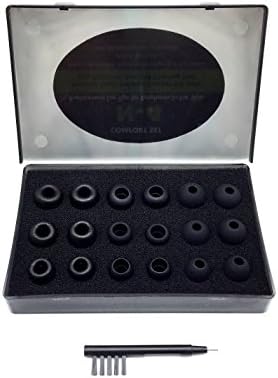 N-4 Premium Ear Tips Replacement Set for In-Ear Headphones – Versatile 6.4 mm to 7.4 mm Nozzle Compatibility with Custom Fit Memory Foam and Silicone Options, Cleaning Tool Included, Organized Storage Box for Enhanced Audio Experience and Comfort