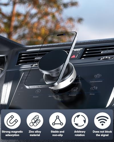 Electric Magnetic Car Phone Holder, 360 Rotation Vacuum Suction Cellphone Mount Foldable Car Mount Stand for iPhone12-16,Mirror/Glass/Screen/Smooth Surface (Not Charge Phone) – Enhanced Compatibility and Speed