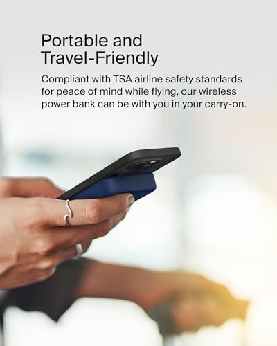 Belkin 5000 m Ah Wireless Power Bank with Qi2 Technology – Mag Safe-Compatible Portable Charger Featuring Built-in Kickstand for i Phone 16, 15, 14, 13, Plus, Pro, Pro Max – Sleek White Design for Seamless Charging on the Go – Optimal Speed & Versatile Compatibility