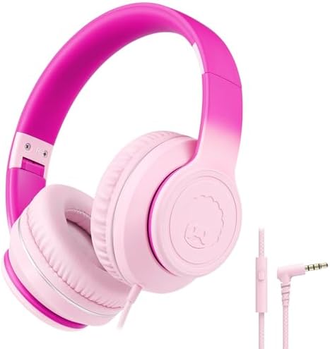 Rockpapa L22 Purple Over-Ear Headphones for Kids & Women – Lightweight, Foldable, and Durable Wired Design with Built-In Microphone for Clear Hands-Free Communication, Perfect for School, Travel, and Daily Use – High-Quality Stereo Sound and Tangle-Free Cord for Seamless Audio Enjoyment