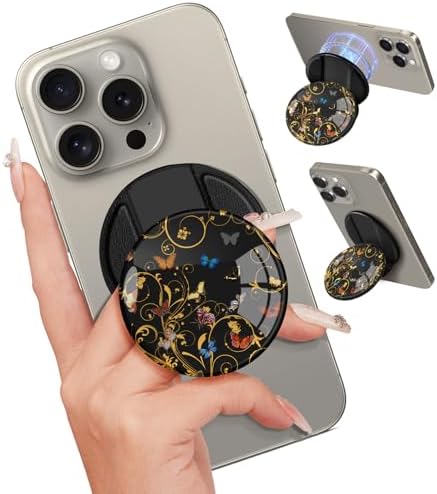 Chic Mushroom Mag Safe Phone Grip for Women – Trendy Ring Kickstand Holder for i Phone 16/15/14/13/12 Series – Stylish, Secure, and Functional Accessory for Texting, Selfies, and Streaming – Lightweight, Durable Design for Everyday Use