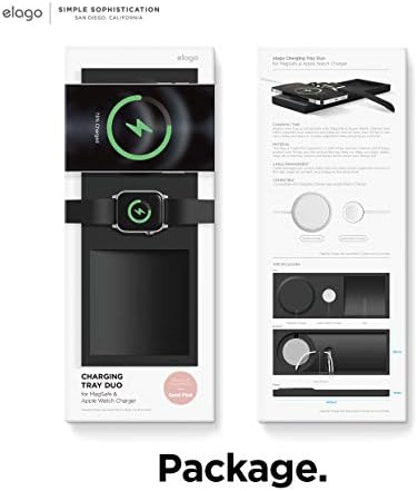 elago Dual Charging Tray for Mag Safe and Apple Watch – Stylish Jean Indigo Organizer for i Phone 16/15/14/13/12 & Air Pods – Compact Desk Solution for Enhanced Cable Management – Customizable Setup Without Charging Cable Included – Premium Quality for Modern Tech Enthusiasts
