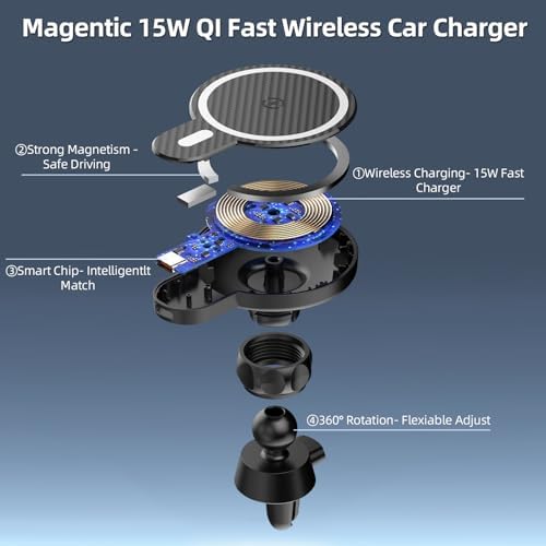 Upgrade Your Toyota Tundra or Sequoia Driving Experience with the 360° Rotating Mag Safe Phone Holder – Premium Dashboard Mount Designed for 2020-2025 Models, Ensures Safety, Accessibility, and Sleek Aesthetics Without Air Vent Obstruction