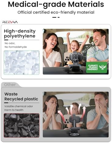 REEVAA Military-Grade Car Phone Holder – Ultra-Stable, Versatile Dashboard & Windshield Mount for i Phone 16, 15, 14 Pro Max, Samsung Galaxy S24, S25 – Secure, Easy Installation & Enhanced Compatibility for Safe Driving