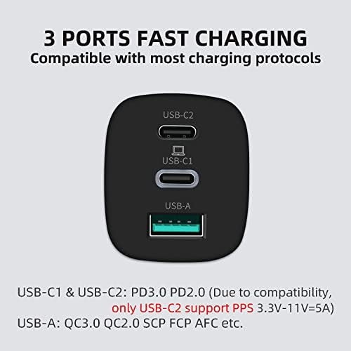 Experience Unmatched Power and Portability with the 65 W Ga N USB-C Charger for Microsoft Surface Devices – Ultra-Compact, High-Speed Charging Solution for Surface Pro, Go, and Laptop Series – Features 6 ft Durable Nylon Cable for Optimal Connectivity – Advanced Multi-Protocol Support Ensures Compatibility with All Your Devices, Including Smartphones and Tablets – Perfect for Home Use and Travel with 50% Size Reduction Compared to Standard Chargers – Enjoy Rapid Charging with Cutting-Edge Ga N Technology – UL Listed for Maximum Safety Assurance – Ideal for Professionals on the Move Seeking Speed and Reliability in a Sleek Black Design – Elevate Your Charging Experience and Enhance Device Performance with This Versatile Charger, Supporting Multiple USB-C and USB-A Protocols for All Your Power Needs.