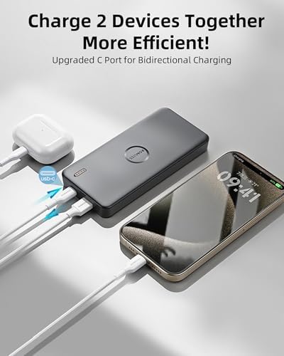 ROMOSS Ultra-Slim 10,000 m Ah Portable Charger – High-Speed Dual USB-C Power Bank for i Phone 16-11 & Samsung S24-S22 – Lightweight Travel Battery Pack with Fast Charging for On-the-Go Convenience