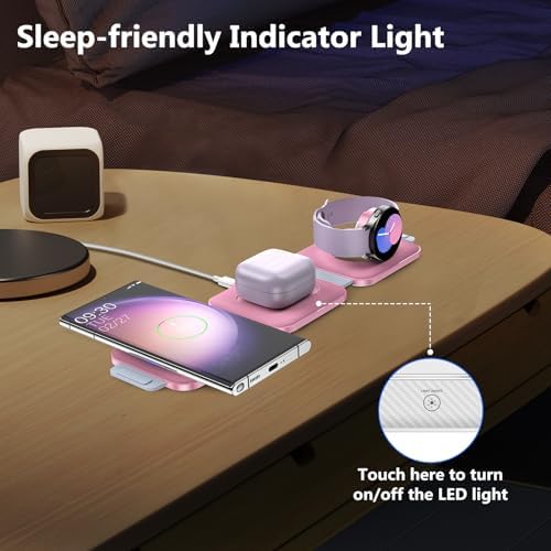 Ultimate Travel Charger for Samsung Devices – 3-in-1 Wireless Charging Station with Foldable Design for Fast Charging Galaxy S Series, Galaxy Watch & Galaxy Buds – Enhanced Portability and Intelligent Safety Features