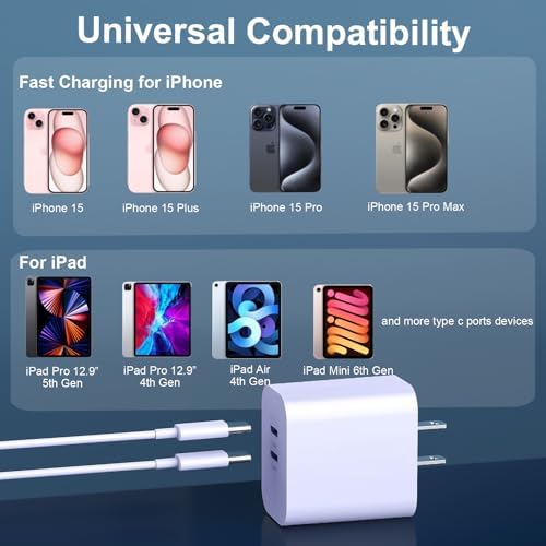 20 W Dual-Port USB-C Fast Charger with 6.6 FT Cable – Ultimate Power Solution for i Phone 15/16 Pro Max & Android Devices – Efficient Travel Companion Designed for rapid charging, this 20 W Dual-Port USB-C Charger ensures your i Phone 15/16 Pro Max and Android devices stay powered up with maximum efficiency. Featuring a generous 6.6 FT USB-C to C cable, this charger eliminates the inconvenience of short cords while allowing you to multitask with ease. Its dual-port design offers the ability to charge two devices simultaneously, making it ideal for busy professionals and frequent travelers. Enjoy broad compatibility across multiple Apple and Android devices, ensuring versatility for all your charging needs. The compact and lightweight structure of this charger enhances portability, making it an essential accessory for your on-the-go lifestyle. Built with high-quality materials, this charger prioritizes durability and safety, giving you peace of mind while delivering fast charging performance. Elevate your charging routine and stay connected wherever life takes you with this indispensable charging solution.