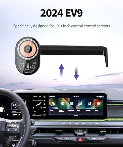 Revolutionize Your Kia EV9 2024 Driving Experience with Our Mag Safe-Compatible Wireless Charging Phone Holder – 12.3-Inch Car Mount Featuring 360° Rotation for Optimal Viewing and Stability – Effortless, Tool-Free Installation for Seamless Connectivity and Enhanced Safety