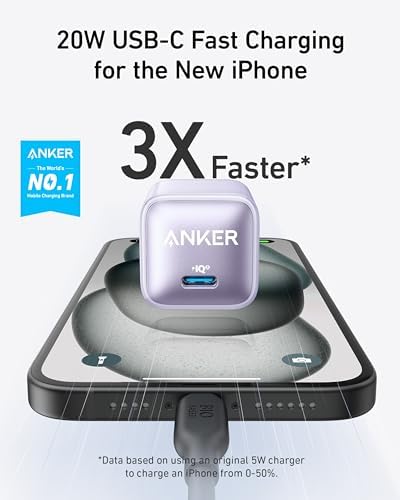 Anker 20 W USB-C Charger Block – Ultra-Compact Fast Charging Solution with Power IQ 3.0 for i Phone 16/15, Galaxy, Pixel 4/3, and i Pad – Versatile, Reliable, and Travel-Friendly Power Adapter for Rapid Device Charging (Cable Not Included)