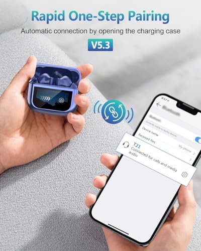 Premium Bluetooth Wireless Earbuds with Advanced Touch Control – Cutting-Edge ANC & ENC Noise Cancellation for Immersive Sound – 40 Hours Deep Bass Playback & IPX7 Waterproof Design for Ultimate Durability – Crystal Clear Call Quality with Integrated Microphones – 5 Customizable EQ Settings for Tailored Listening on i OS & Android Devices (Sleek Dark Blue) – Your Ideal Audio Companion for Active Lifestyles and Uninterrupted Enjoyment