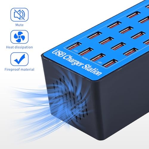 Maximize Your Charging Efficiency with the 100 W 20-Port USB Charging Station – Versatile Fast Charging Hub for Home, Office, and Travel – Advanced Safety Features for Optimal Device Protection and Compatibility