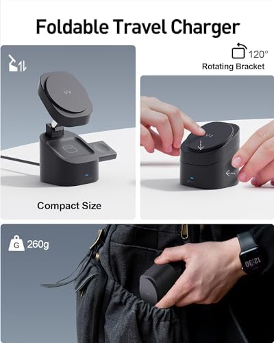 Revolutionize Your Charging Experience with the i WALK 3 in 1 Foldable Wireless Charger Stand – 20 W Fast Charging for i Phone 12-15, Apple Watch 2-9, and Air Pods Pro 2-3 – Lightweight & Travel-Friendly Design for Effortless Portability and Enhanced Device Organization