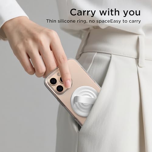 Revolutionary Magnetic Phone Ring Grip Holder – Ergonomic Silicone Finger Loop for i Phone Pro Max/Plus, 12/13/14/15/16 Series – Compatible with Mag Safe – Oat Color Enhances Aesthetics and Comfort – 360-Degree Rotation for Effortless Use – Secure Your Device with Style and Stability – Essential Smartphone Accessory for Unmatched Usability and Convenience