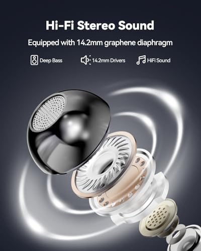 Ultimate Comfort Open Ear Bluetooth 5.4 Earbuds with IPX7 Waterproof Rating – 60 Hours of Playback with LED Power Display – Clip-On Wireless Headphones for Active Lifestyles, Ideal for Commuting and Outdoor Adventures, Enhanced Sound Quality and Durability