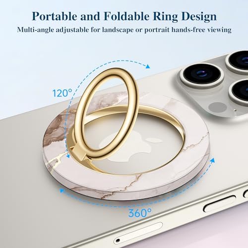 Discover the GVIEWIN Magnetic Phone Ring Holder: A Cutting-Edge 360° Rotatable Kickstand for Mag Safe Devices – Perfectly Tailored for i Phone 16 Pro Max/Plus, 15, 14, and 13 (Elegant White Finish) – Unmatched Stability and Hands-Free Viewing Experience Upgrade your smartphone usage with this premium accessory that not only enhances grip but also transforms your device into a versatile stand for effortless video calls and streaming. Featuring a robust magnetic attachment for secure hold, this stylish phone ring holder is engineered for seamless integration with Mag Safe technology. Experience the freedom of adjustable angles, allowing for convenient portrait or landscape modes, perfect for navigation or entertainment on-the-go. Its sleek white design not only ensures durability but adds a sophisticated touch to your device. Elevate your everyday smartphone experience with the GVIEWIN Magnetic Phone Ring Holder – where functionality meets elegance.