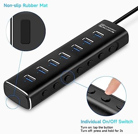 Transform Your Workspace with the Rosonway 8-Port USB 3.2 Hub – Lightning-Fast 10 Gbps Data Transfers, Dual SD/TF Card Readers, 3.3 ft Extension Cable & Robust 12 V/2 A Power Supply – Sleek Aluminum Design for Ultimate Convenience and Efficiency