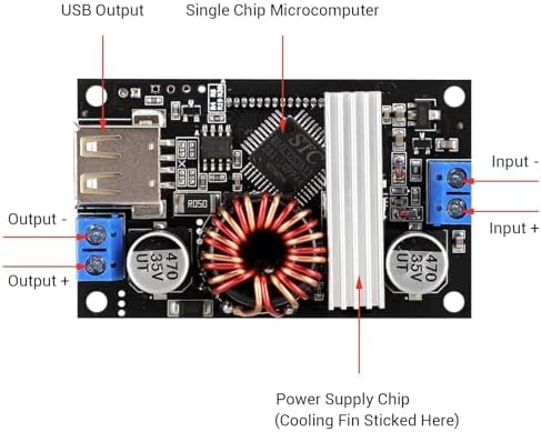 DROK Dual Pack Adjustable DC Voltage Regulator: 24 V to 12 V Step Down Converter with USB Charging Port, Versatile 6 V-32 V Input Range, 5 A Output for Optimal Efficiency and Reliable Power Management Solutions