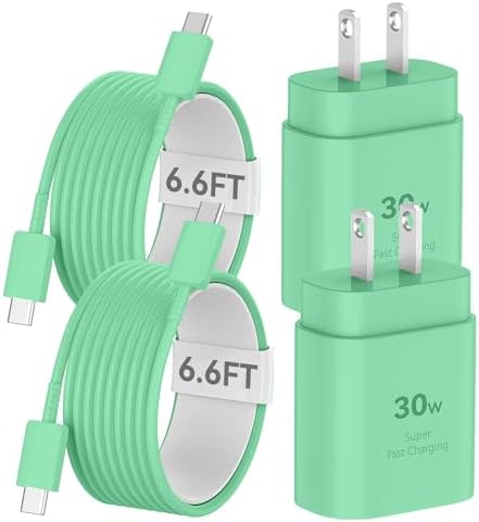Auorld 30 W USB-C Fast Charger with 10 FT Cable – High-Performance Rapid Charging for i Phone 15/16, i Pad, Samsung Galaxy & Google Pixel – Stylish Purple Design for Maximum Flexibility and Compatibility on the Go