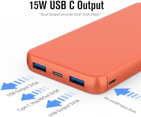 VANYUST 10000 m Ah Portable Power Bank – Ultra-Fast USB-C Charger for i Phone 16, Samsung S22, Google Devices – Slim, Lightweight Design for On-the-Go Power – Enhanced Compatibility for All Your Charging Needs