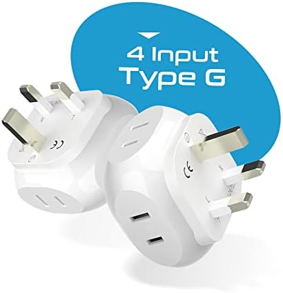 Ultimate Compact Travel Power Adapter for UK & Ireland – Dual USB & USB-C Fast Charger with 3.1 A Output – Type G Plug Converter for Seamless Global Connectivity in Hong Kong, England, Dubai, and Saudi Arabia – Safe, Efficient Design for Smart Travelers