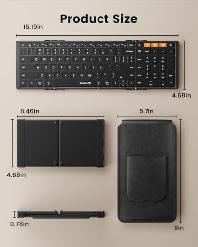 Proto Arc XK01 Plus Backlit Foldable Bluetooth Keyboard – Ultimate Portable Multi-Device Wireless Keyboard for Travel, Featuring Rechargeable Battery and Full-Size Design for i Pad, Tablet, Smartphone, Laptop, and PC Use