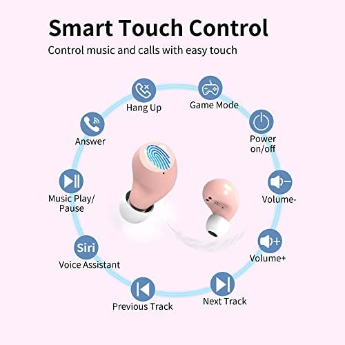 Kids Bluetooth 5.3 Wireless Earbuds with Touch Control – Adorable Pink Kitty Charging Case, IPX5 Waterproof Design, Hi-Fi Stereo Sound, Built-in Microphone for Clear Calls – Perfect for Young Music Lovers and Gamers