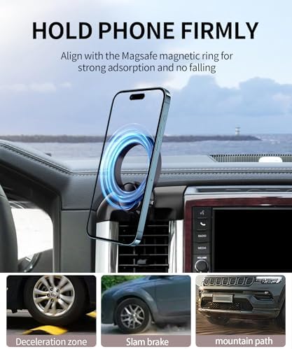 Dodge RAM 1500/2500/3500 Car Phone Holder: 360° Rotating Mag Safe-Compatible Mount for Seamless Navigation, Non-Damaging Install, Air Vent Safe Cell Phone Cradle for 2019-2024 Models