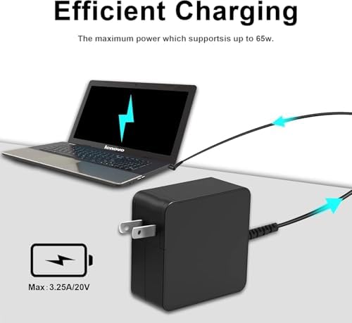 High-Performance 65 W Laptop Charger for Lenovo Idea Pad Series – Reliable Replacement AC Adapter for Models 110, 320, 330, S145 & S340 – Fast Charging, Enhanced Compatibility, CE/FCC/ROHS Certified, 1-Year Warranty, Ideal for On-the-Go Professionals and Students