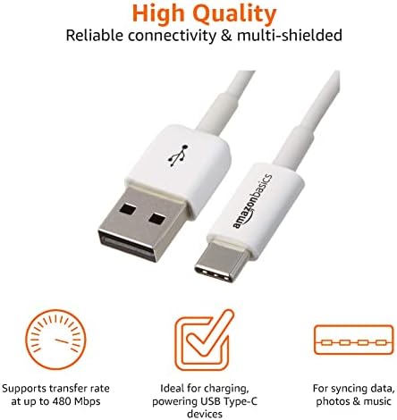 Elevate Your Charging Game: Amazon Basics 5-Pack 3-Foot USB-C to USB-A 2.0 Fast Charger Cables, 480 Mbps Data Transfer, USB-IF Certified for Ultimate Device Compatibility – Ideal for i Phones, i Pads, Samsung Galaxies & Laptops – Sleek Black Design for Professional Use
